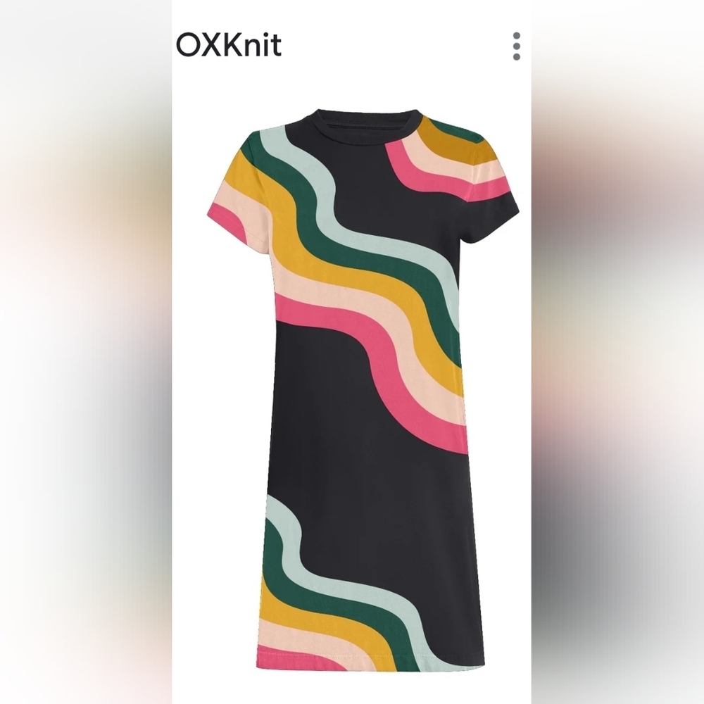 Black Vintage Art Figure Striped Cotton Dress